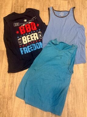 Men's Blue Teal Tank Top Set - Casual Summer Layers